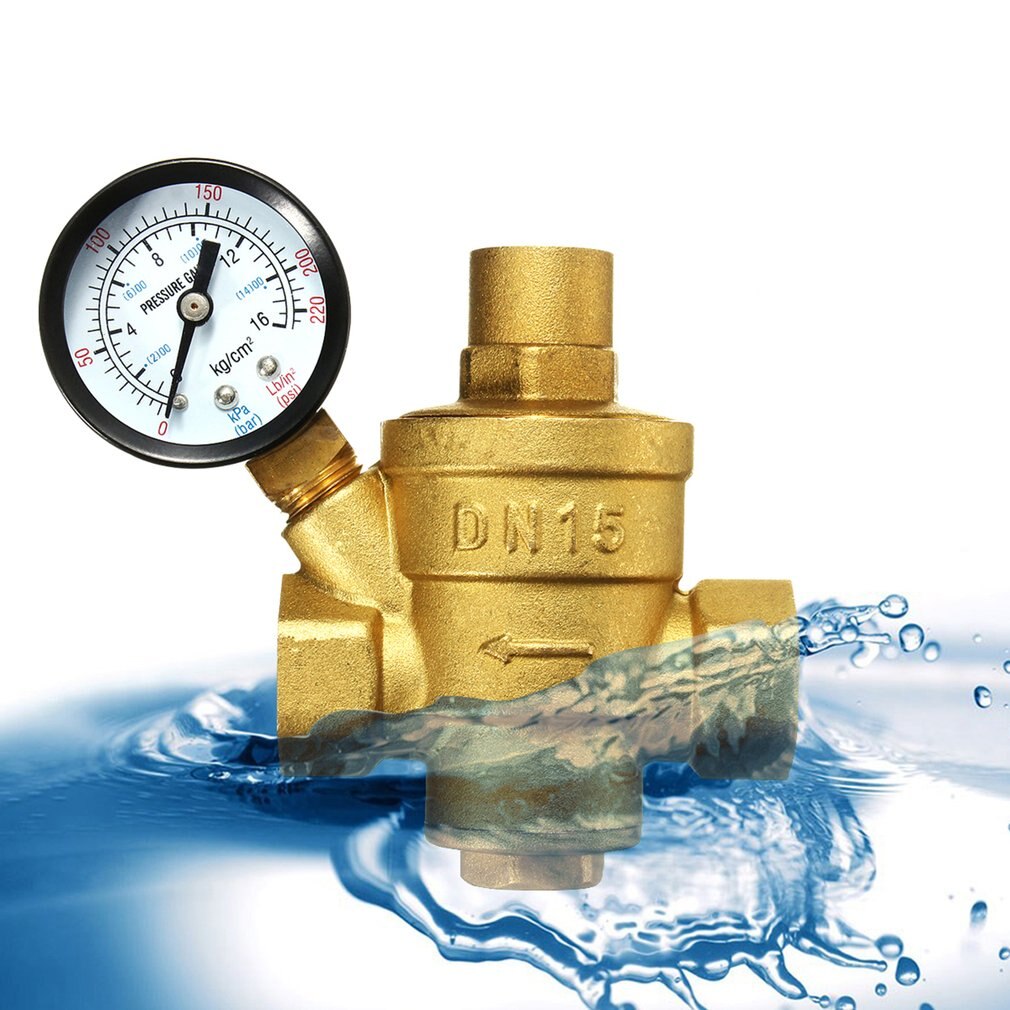 DN15 Water Pressure Reducing Valve, 1/2" Adjustable Brass Valve Regulating Valve, Flow Control Valve
