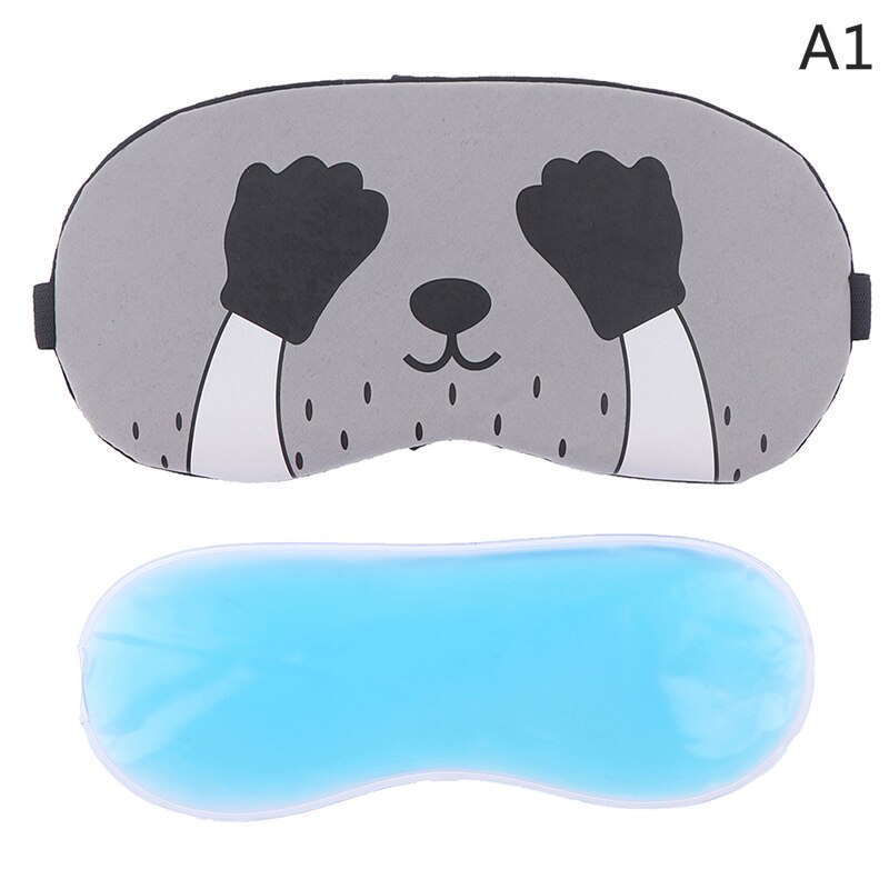 1 Set Cartoon Leuke Slapen Oogmasker Zacht Gewatteerde Slaap Reizen Shade Cover Met Ijs Kompres Gel: A1