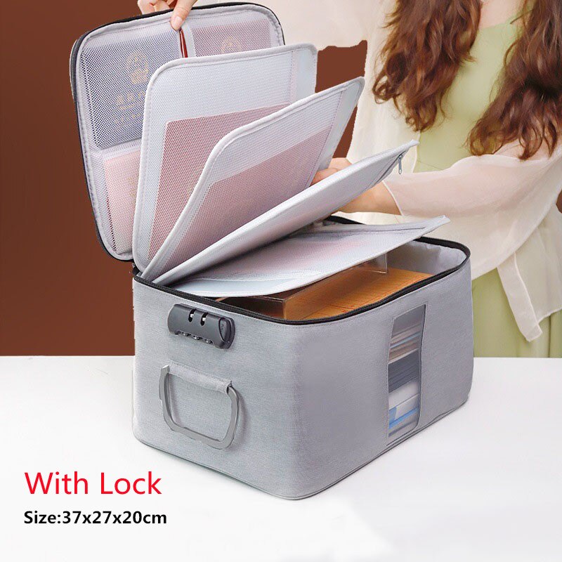 Bolsa de almacenamiento de documentos portátil para el hogar, maletín de oficina, Busines, viaje, accesorios de paquete de Material A4: B Gray