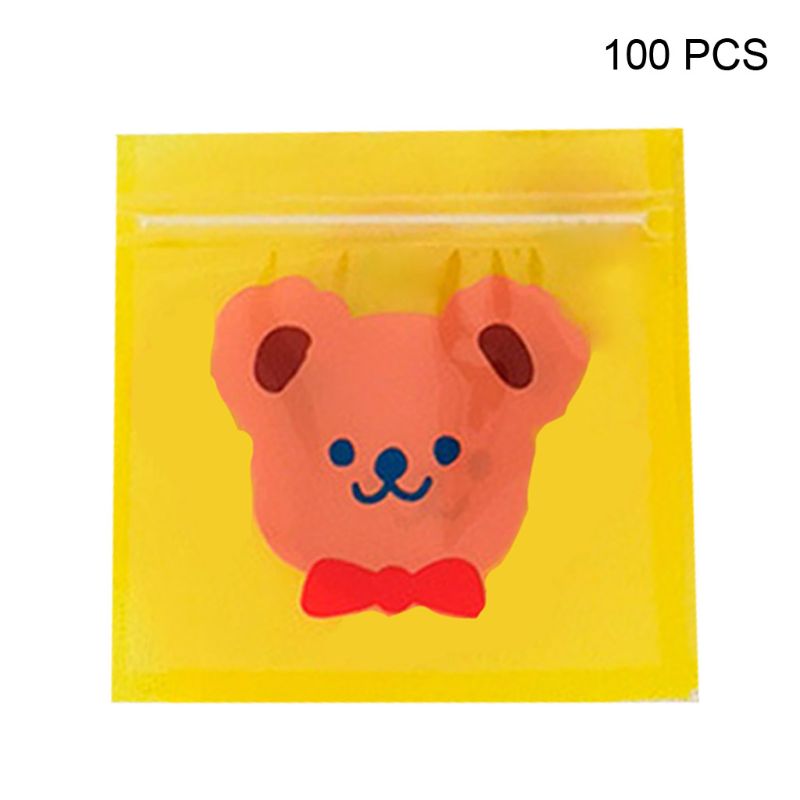 100Pcs Resealable Cartoon Print Plastic Seal Press Bag