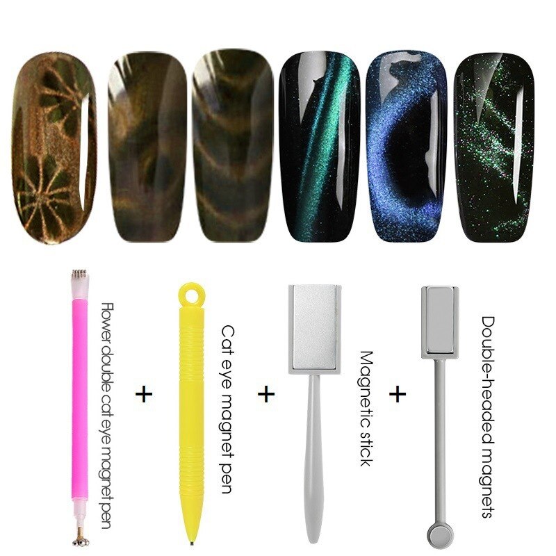 Nail Magnetic Stick Cat Eye Top Coat Set Magnet Stick Pen Painting Gel Nail Varnish Magnet Tools: A2