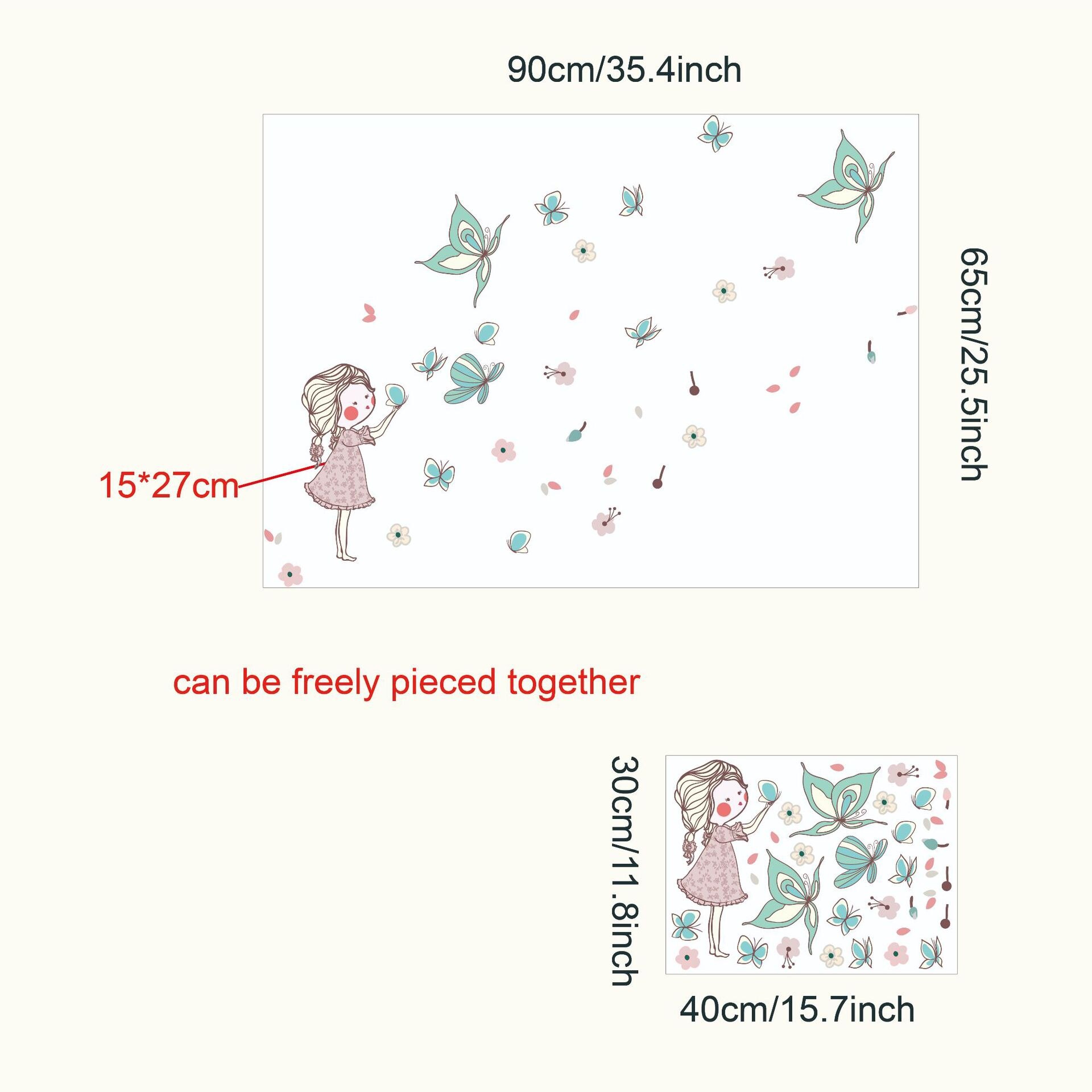 Cartoon little girl butterfly flying wall stickers children's room kindergarten mother and baby series wall stickers