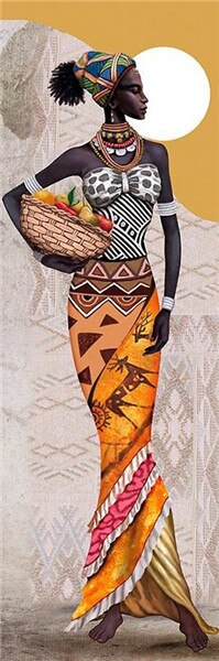 HUACAN 5D DIY Diamantmaleri Kit - Afrikansk Kvinde Portræt Diamant Broderi Mosaik: 3130 / Fuld firkant 15 x 45cm