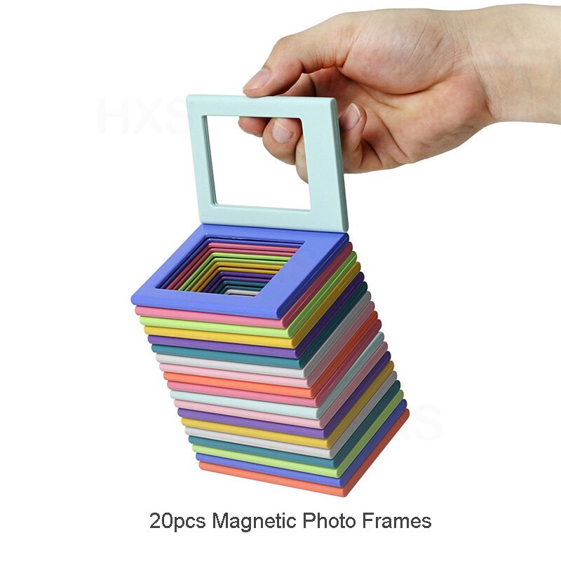 Magnetisk fotoramme til fujifilm farverig dobbeltsidet baby sjovt legetøj magnetisk køleskab billedmagneter børns kunstramme: 20 stk