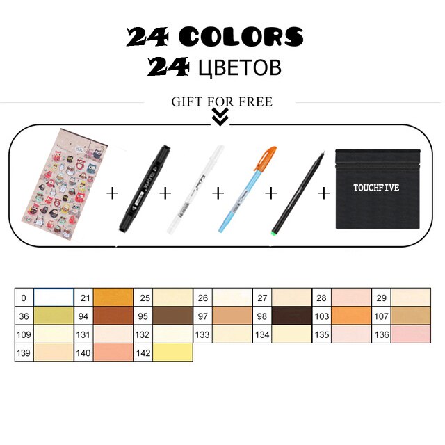 TouchFIVE 168 couleurs huileux à base d'alcool Art marqueurs ensemble double tête croquis marqueur artiste pinceau stylo pour Manga eau couleur stylos