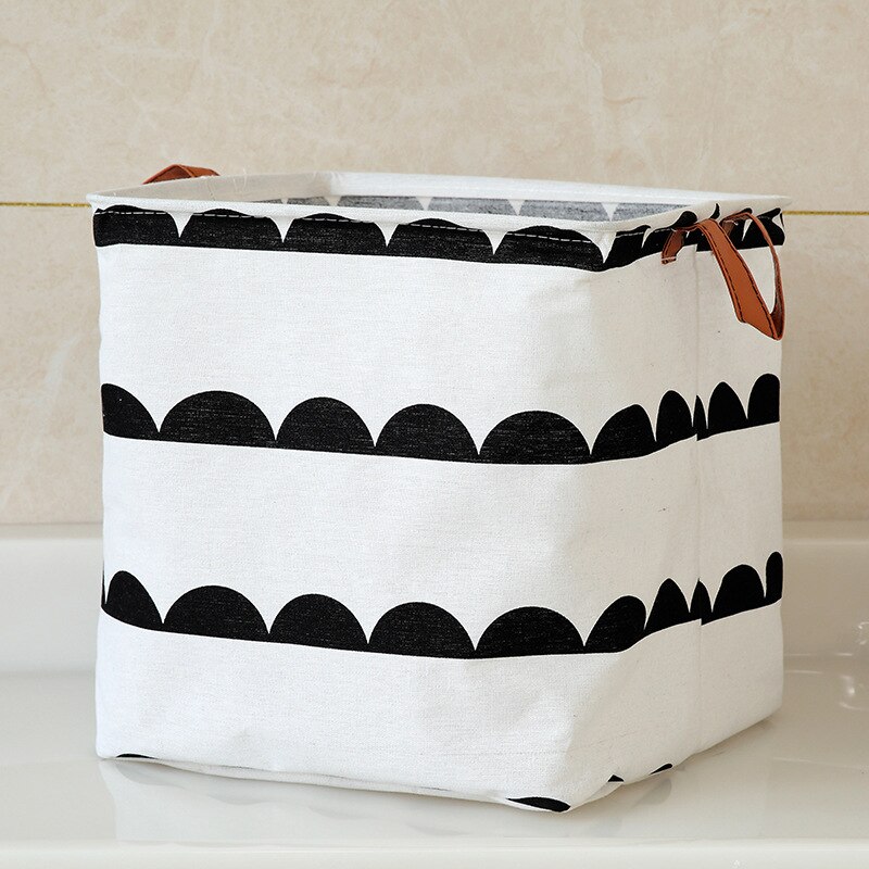 Foldable Sundries Laundry Basket Cute Printing Cosmetics Container Cotton Linen Storage Basket Desktop Organizer: A