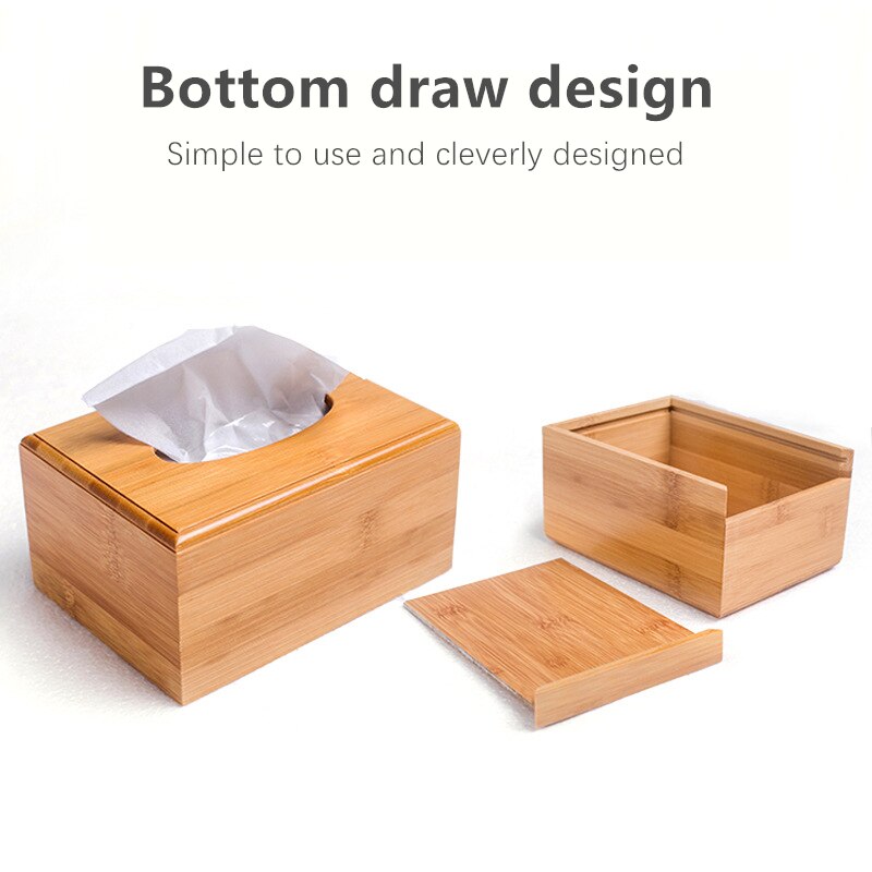 Bamboo Tissue Box Holder Storage Wood Paper Box Dining table Wooden Napkin Holder Tissue Case Canister Organizer Home Decoration