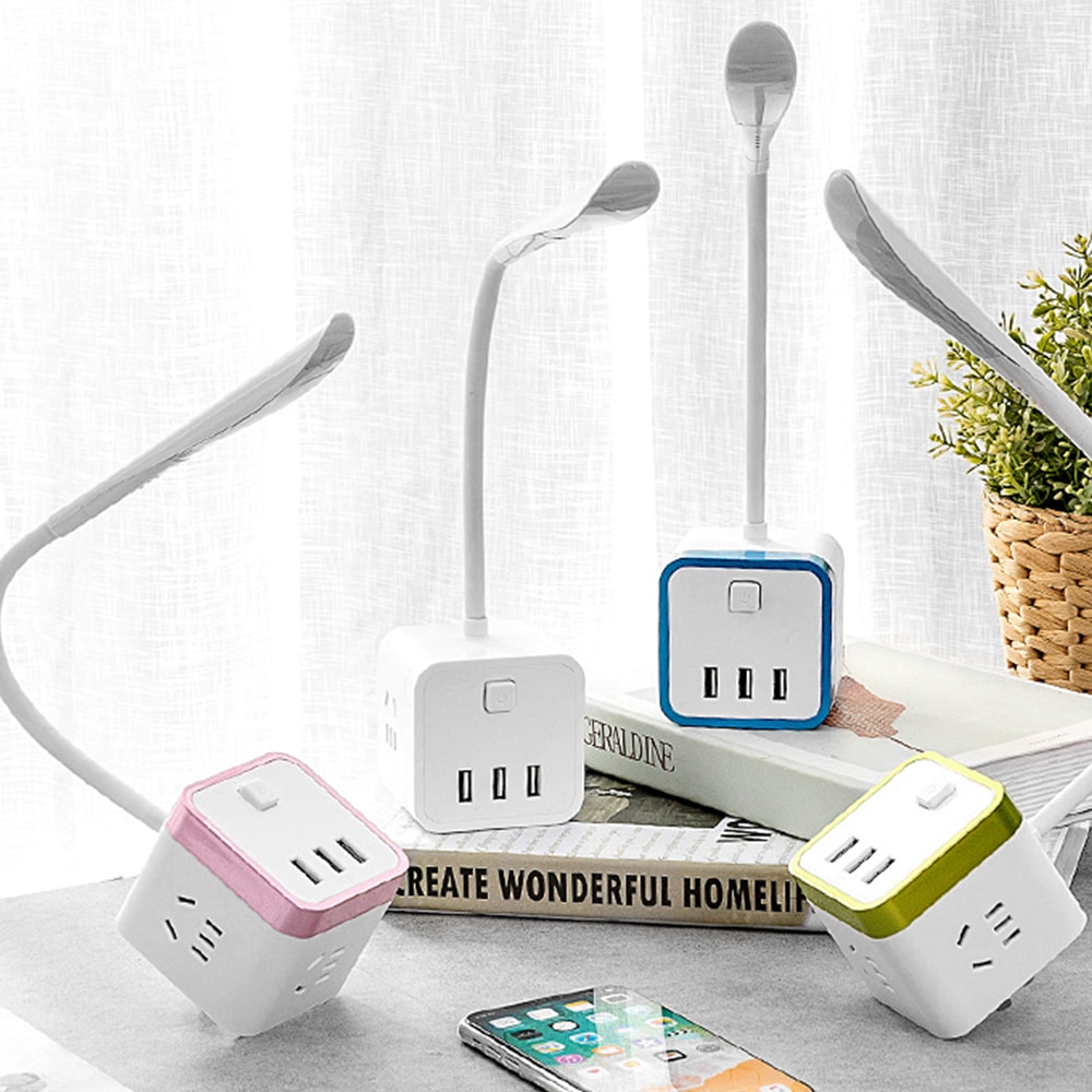 Multifunktionell mini led-lampa med usb-uttag för kontor hem sovsal studiebordslampa beröringslampa nattlampa för bebismatning