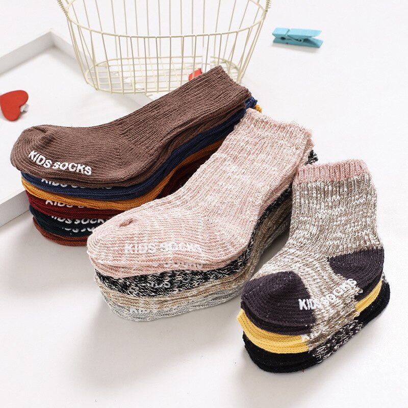 Hylidge Katoenen Baby Sokken Jongen Meisjes Lange Sokken Winter Warm Gebreide Sokken Voor 0-4 Jaar Kinderen Baby Peuter sok 10 Kleuren