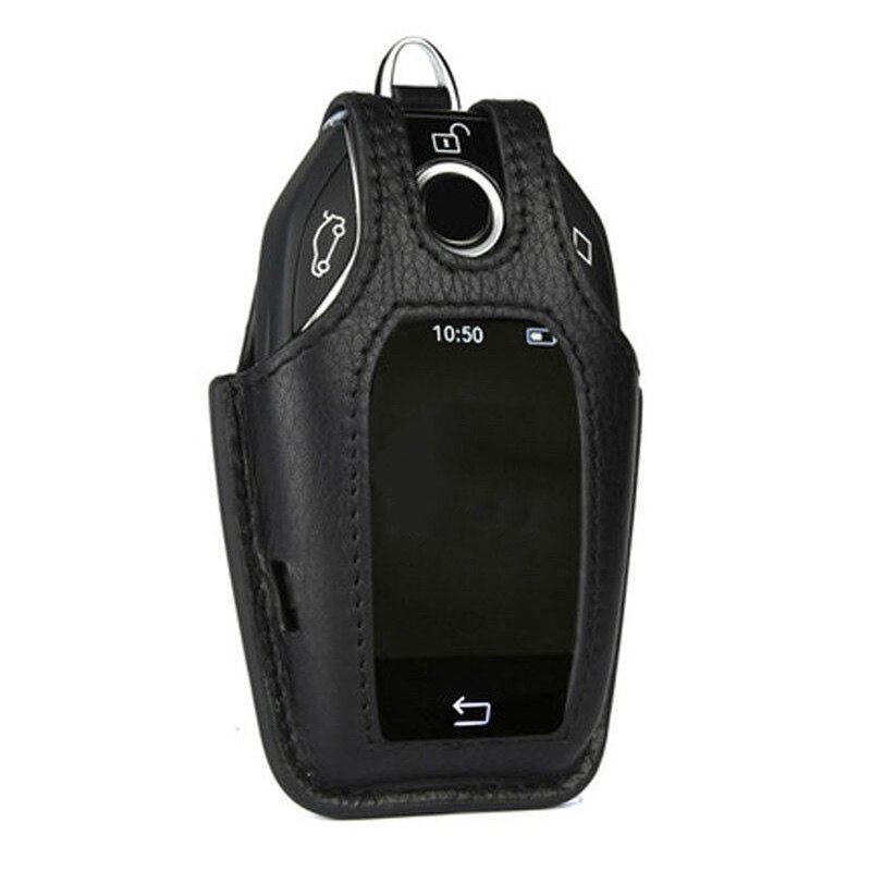 Læder nøgle etui fjernbetjening fob cover taske til bmw 7 serie  g11 g12 display holdbar lager bil nøgle cover nøgle beskytter: Sort