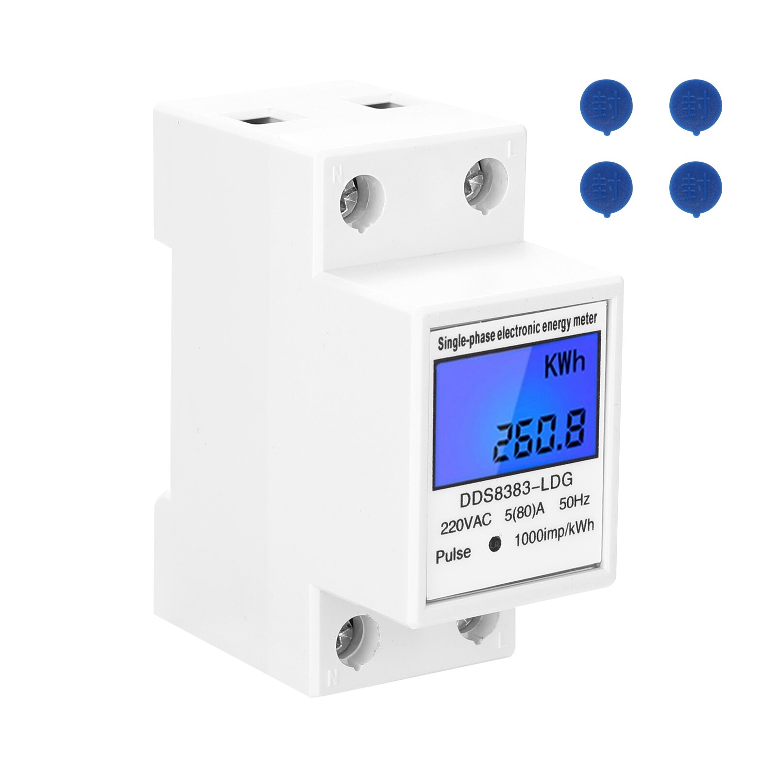DDS-LDG 220V 50Hz Single-Phase Electricity Meter Electric Energy Meter with LCD Display 35mm Dinrail Mount: with backlight