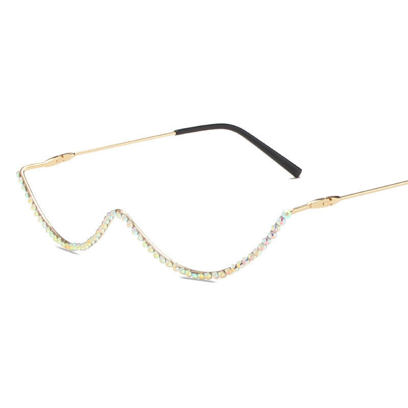 Leonlion Halve Cirkel Retro Brilmontuur Vrouwen Luxe Brillen Frame Vrouwen/Mannen Punk Brillen Vrouwen Metal Óculos De Sol: GoldDiamond