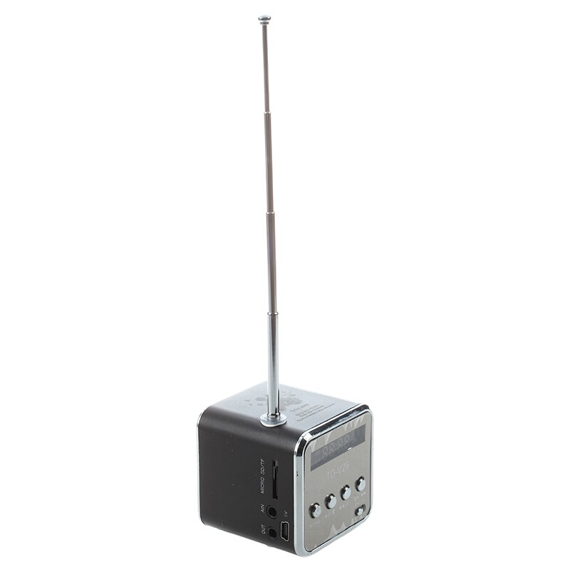 TD-V26 Draagbare Mini Speaker Met Digitale En Micro Sd/Tf/Usb/Fm-Zwart