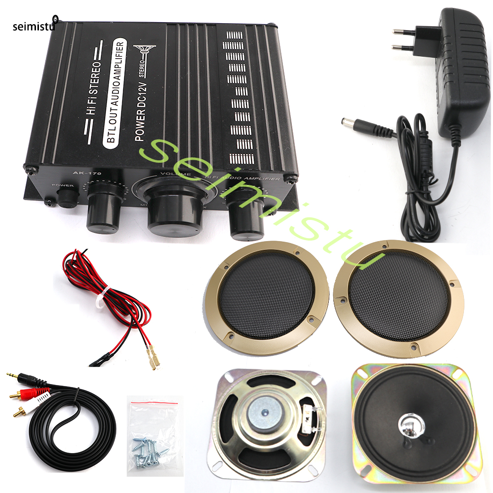 Ak170 mini amplificador de fliperama de potência de áudio estéreo com alto-falante de 4 cabeças kit diy venda pinball máquina de jogo de fliperama de áudio 200w * 2: Vermelho / EUA Plug
