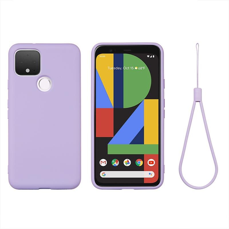 Vloeibare Siliconen Telefoon Shell Met Lanyard Compatibel Voor Google Pixel 4a 5G Pixel 5