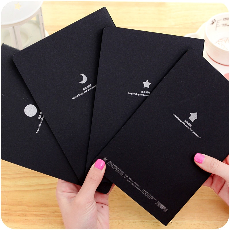 Kawaii Cute Notebook Diary Black Paper Notepad Sketch Graffiti Notebook For Drawing Painting Office School Stationery