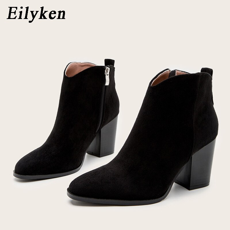 Women's Ankle Boots Suede Ankle Booties Side Zipper Booties Low Heel