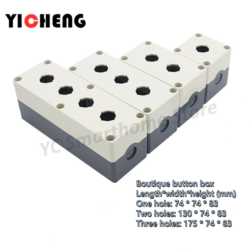 Caja de botón a prueba de agua, interruptor de caja de control, cassette/orificio de montaje de 22mm, 1 Uds.