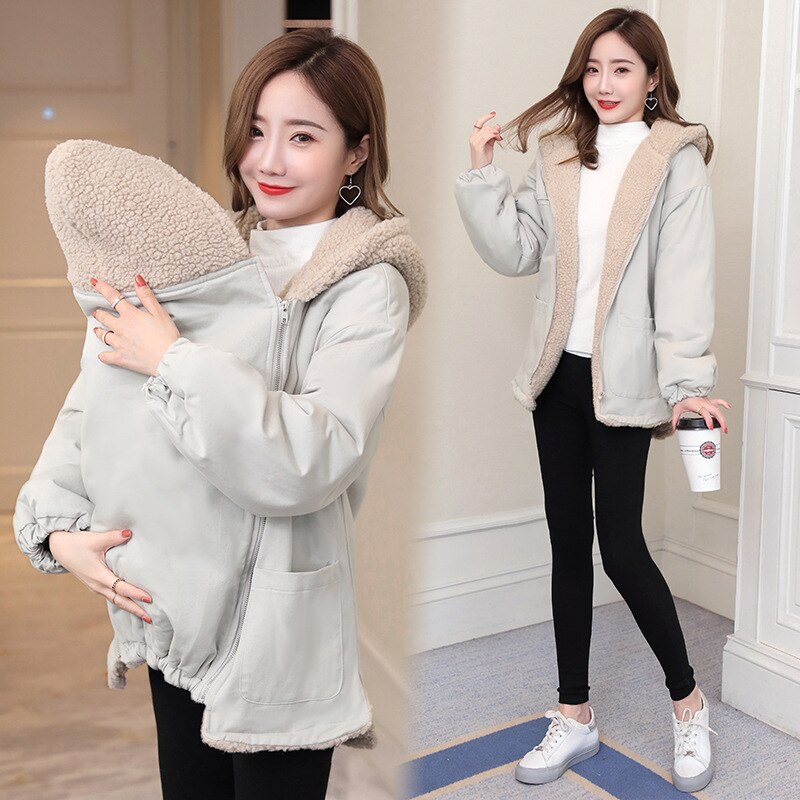 Hiver vêtements de grossesse manteau de maternité vêtements de grossesse hiver maternité veste bébé douche manteau bébé transporteur manteau femmes veste