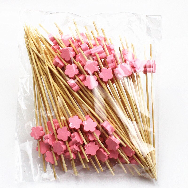 Fourchette à fruits en forme de cœur de pêche dorée 12cm 100 pièces, décorations de Festival, de mariage, de fête d'anniversaire: Pink plum flower