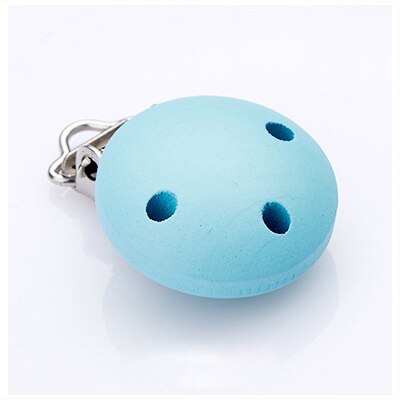 10pcs/lot Wooden Baby Children Pacifier Holder Clip Infant Cute Round Nipple Clasps For Baby Product: light blue