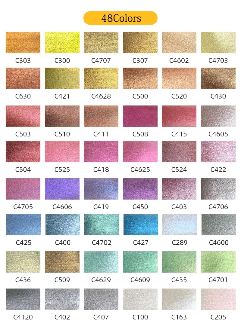 Superieure 12/24/48 Kleuren Glitter Aquarel Verf Effen Kleuren Kunstenaar Aquarel Schildert Roze Draagbare Metal Case Met Palet