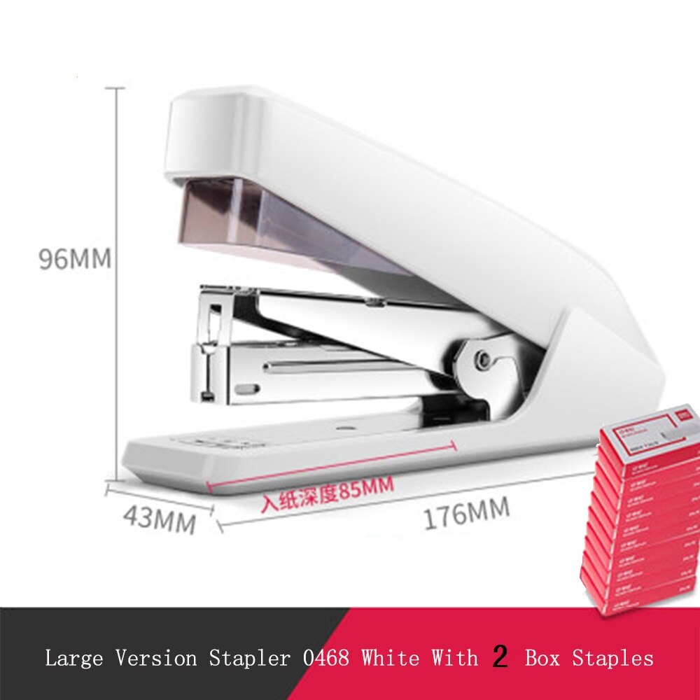 Deli Labor-saving Stapler Multiple Styles With Silicone Anti-skid Base Strong Penetration Office Stationery Supplies: White L Ad 2staples