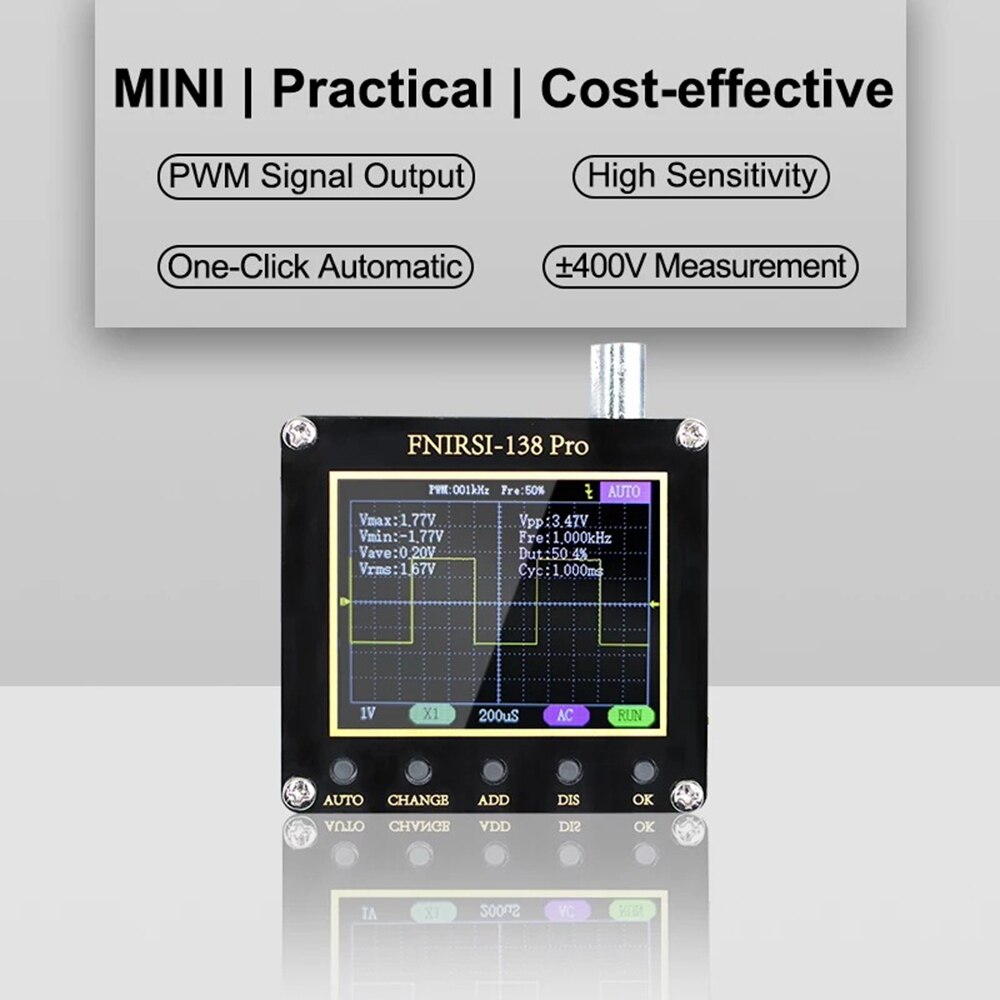 FNIRSI-138 PRO Handheld Digital Oscilloscope 2.5MSa/s 200KHz Analog Bandwidth Support AUTO,80Khz PWM And Firmware Update