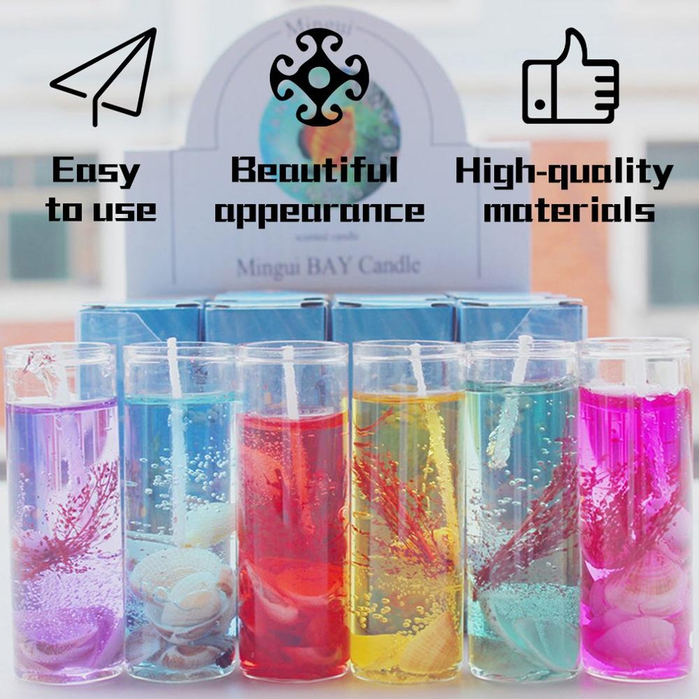 Velas románticas copa de cristal velas de concha de cumpleaños de boda de San Valentín velas de cera de gelatina de mar de aromaterapia