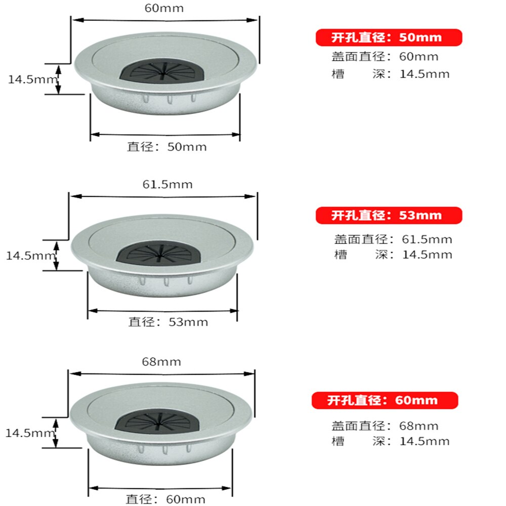 Threading Box Round Computer Desk Threading Hole Cover Plastic Thread Hole 50.53.60 Computer Desk Thread Hole Round