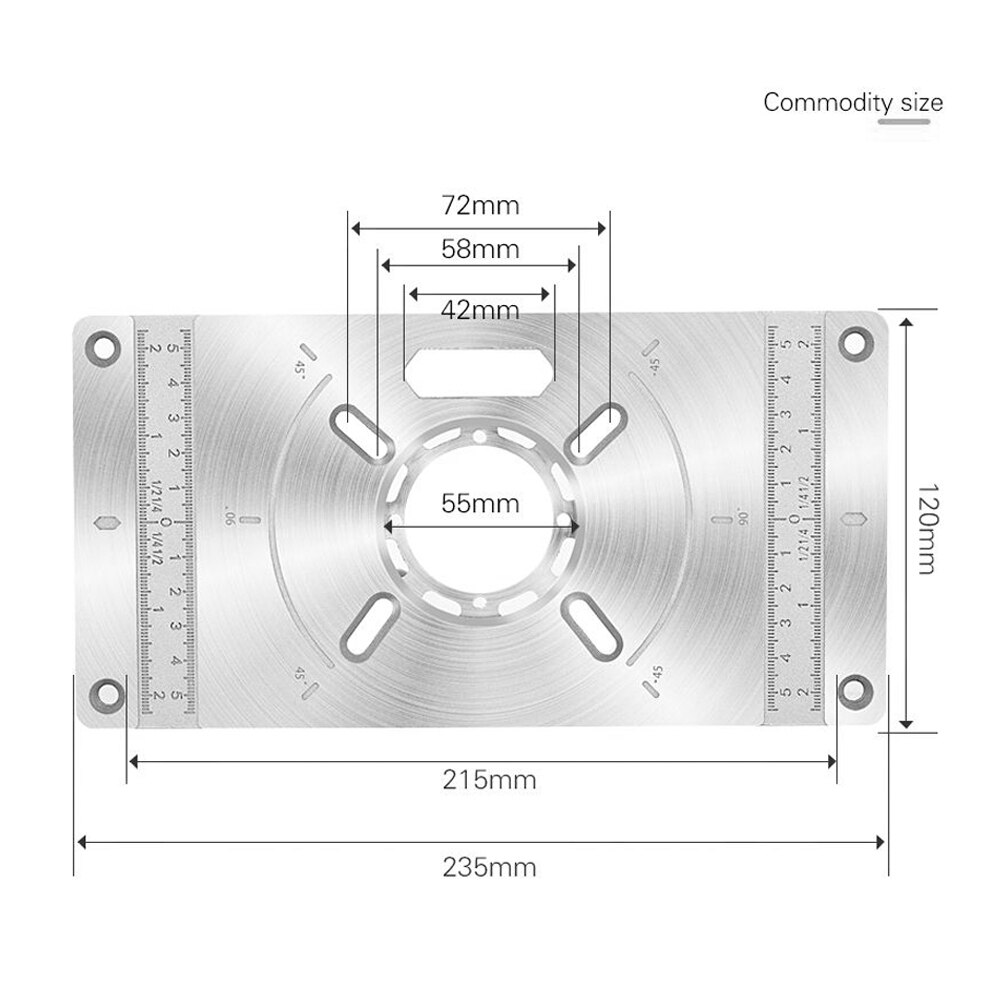 Máquina de corte de placa de inserción de mesa de Router de aleación de aluminio, herramienta de grabado, tablero abatible con 4 anillos para carpintería