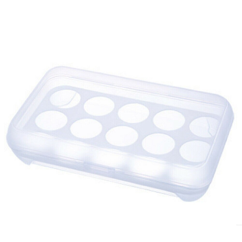15 æg holder klar mad opbevaringsbeholder køleskab æg opbevaringsæske sag mad konservering plast æsker køkken arrangør: Hvid