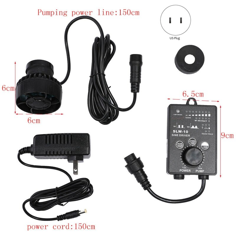 SLW-10 Sine Wave Flow Wave Maker Quiet Wave Pump 10000LPH Aquarium US Plug