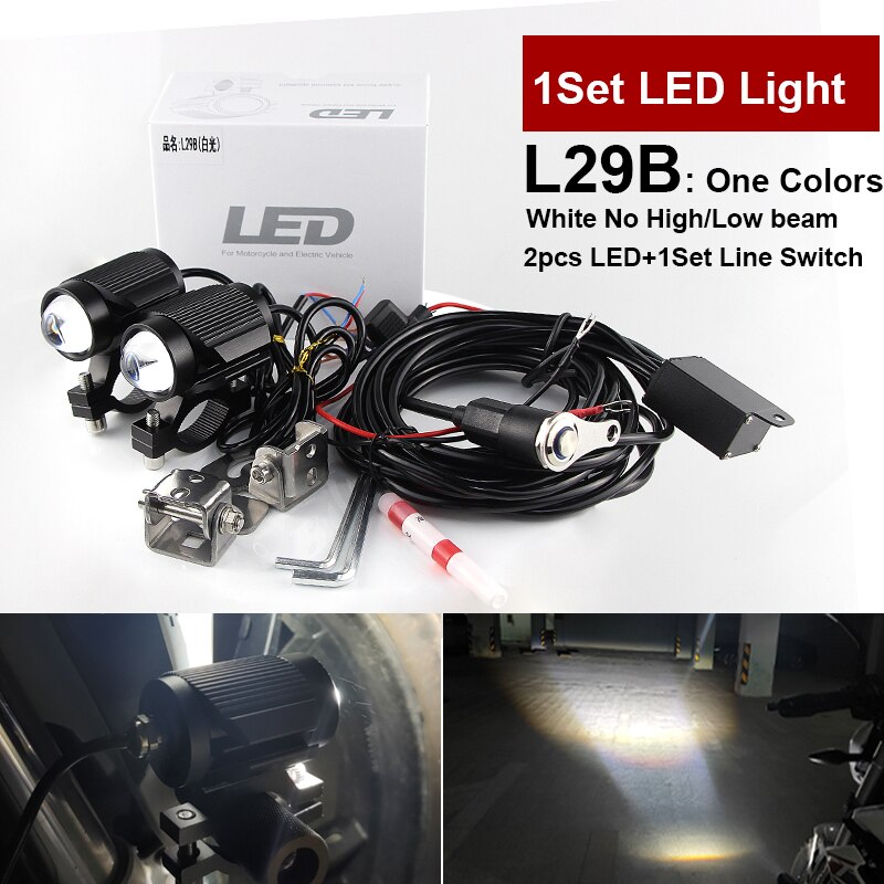 Mini projecteur LED Super lumineux L29, phare Tri-modèle de moto, lentille de voiture, ATV, feu de brouillard de conduite, projecteur auxiliaire: 1Set L29B White