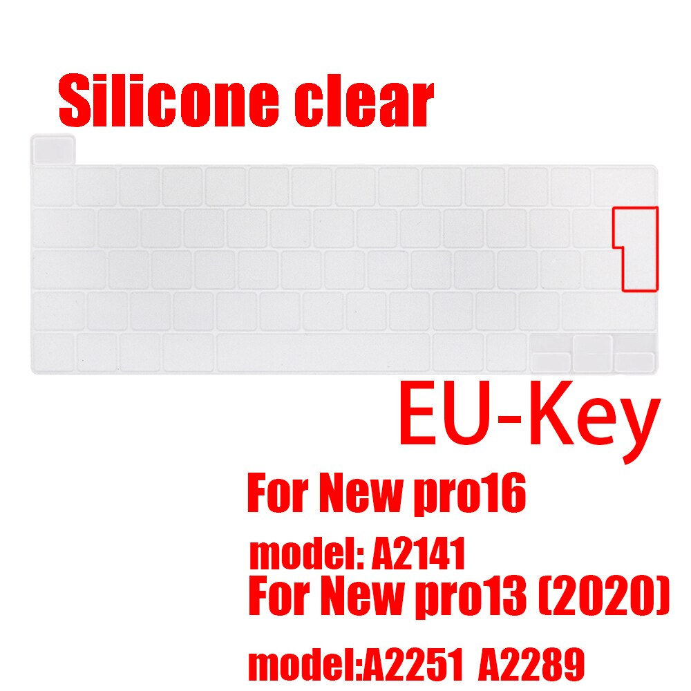 For macbook Pro13 pro16 keyboard cover With ñ Spanish protector Keyboard case Keyboard protective film A2289A2251 A2141: Clear EU