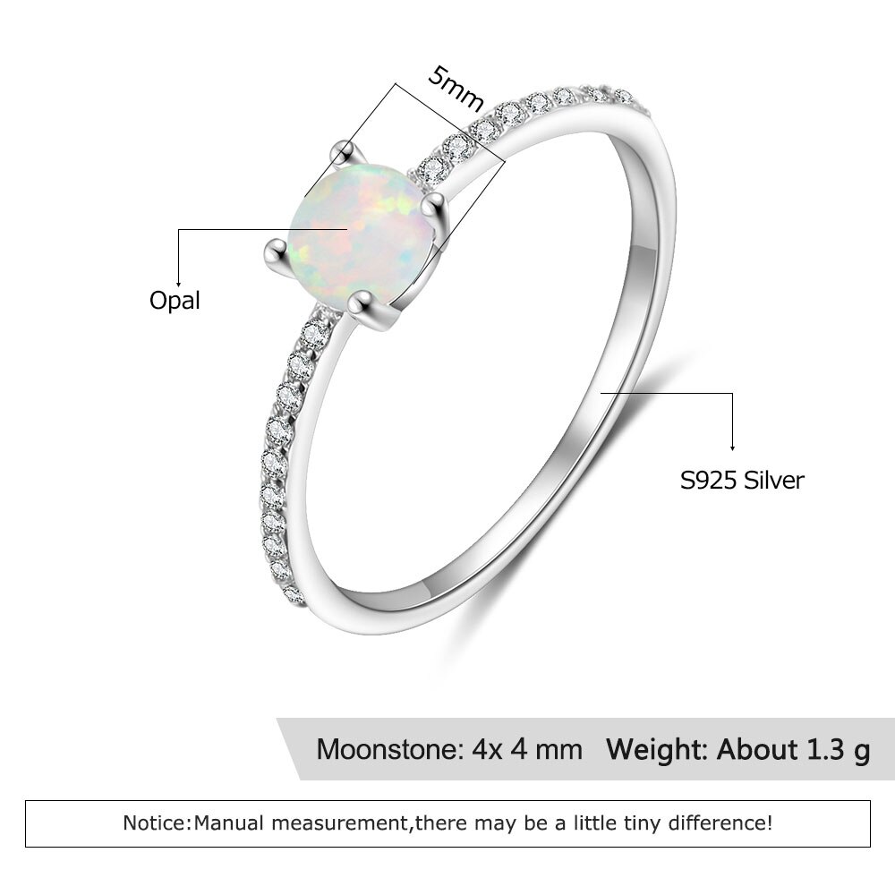 2 Stck/einstellen 925 Sterling Silber Stapelbar Opal Ring Klar CZ Finger Ringe für Frauen Hochzeit Band Silber 925 schmuck (Lam Hub Fong)