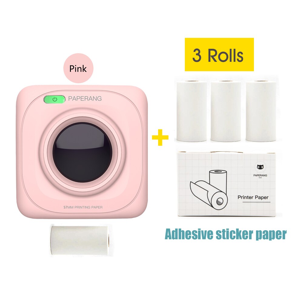 PAPERANG-Impresora térmica de bolsillo P1, dispositivo de impresión portátil, inalámbrica, BT, móvil, 200dpi, para fotos, recibos, notas, etiquetas: P-3 Rolls Sticker