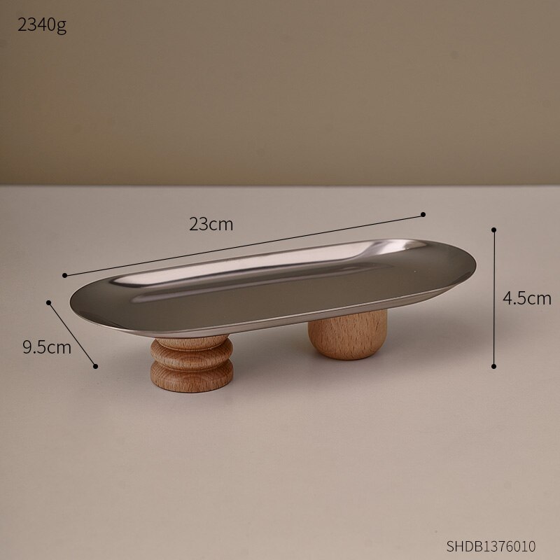 Bandeja de acero inoxidable para decoración de habitación, accesorio decorativo minimalista y nórdico, para almacenamiento de joyas y cosméticos: Silver B