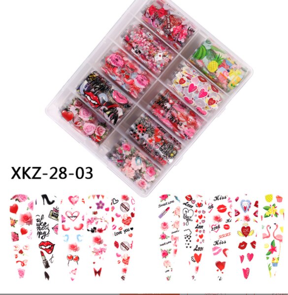 Papel de transferencia con estampado de leopardo para decoración de uñas, pegatina de papel de transferencia con de estrellas, de bambú, para Realce de uñas, 10 unids/caja: XKZ-28-03