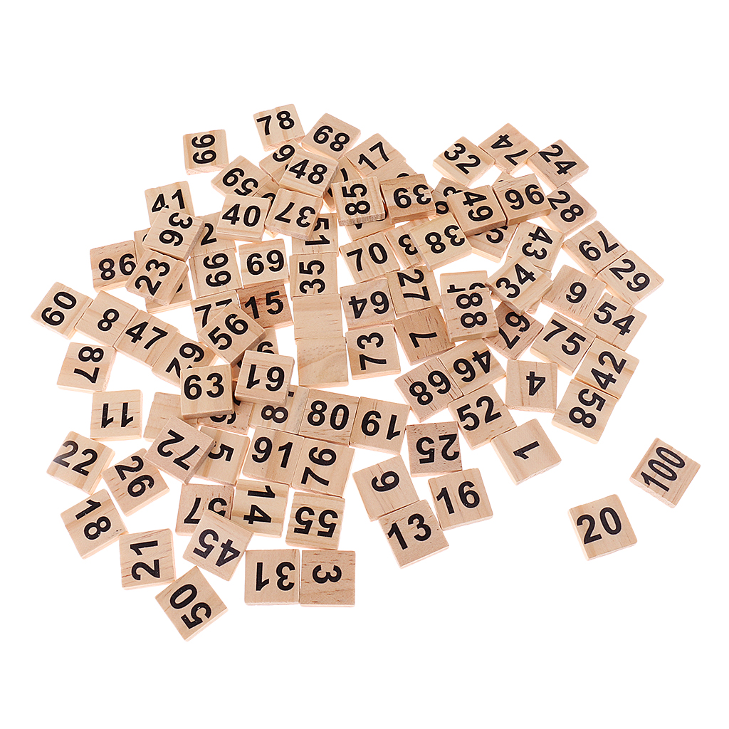 100 pieces eco-friendly Wooden Puzzle Numbers Tiles 1-100 Black Education Cube Blocks for Crafts