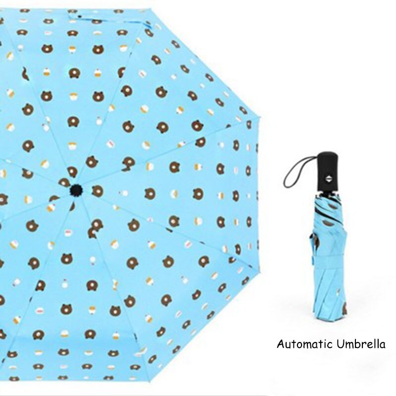 Uv Umbrella Rain Women Automatic Rain Umbrellas For Kids Girl Cute Parasol Clear Men Idea Folding Beach Useful Animal Fruit: Light Blue
