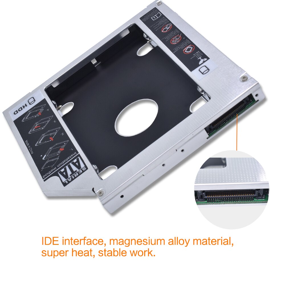 TISHRIC Aluminum 12.7mm IDE HDD Caddy Optibay 2.5 Inch Hard Drive Case Enclosure For Laptop DVD-ROM ODD