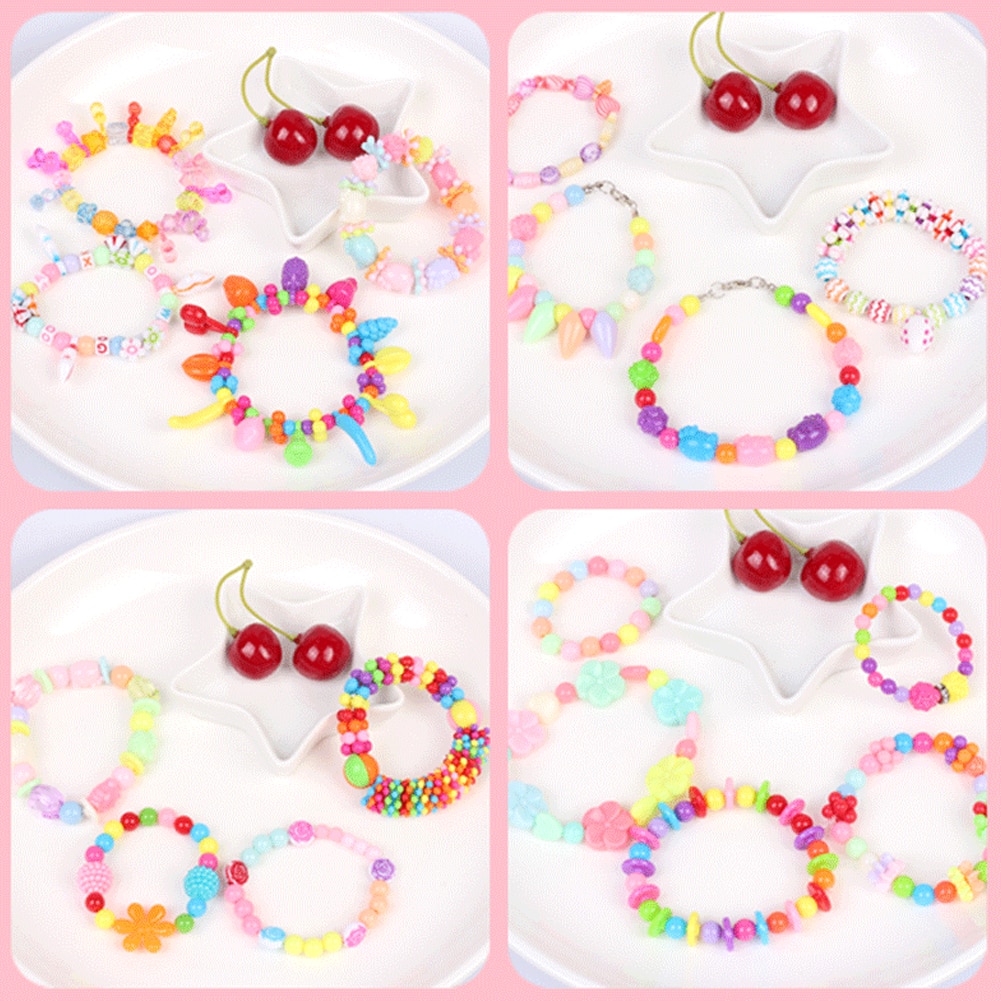 24 Kinds Beads for Girls Toys Kids Bracelet Necklace Jewelry DIY Making Kit