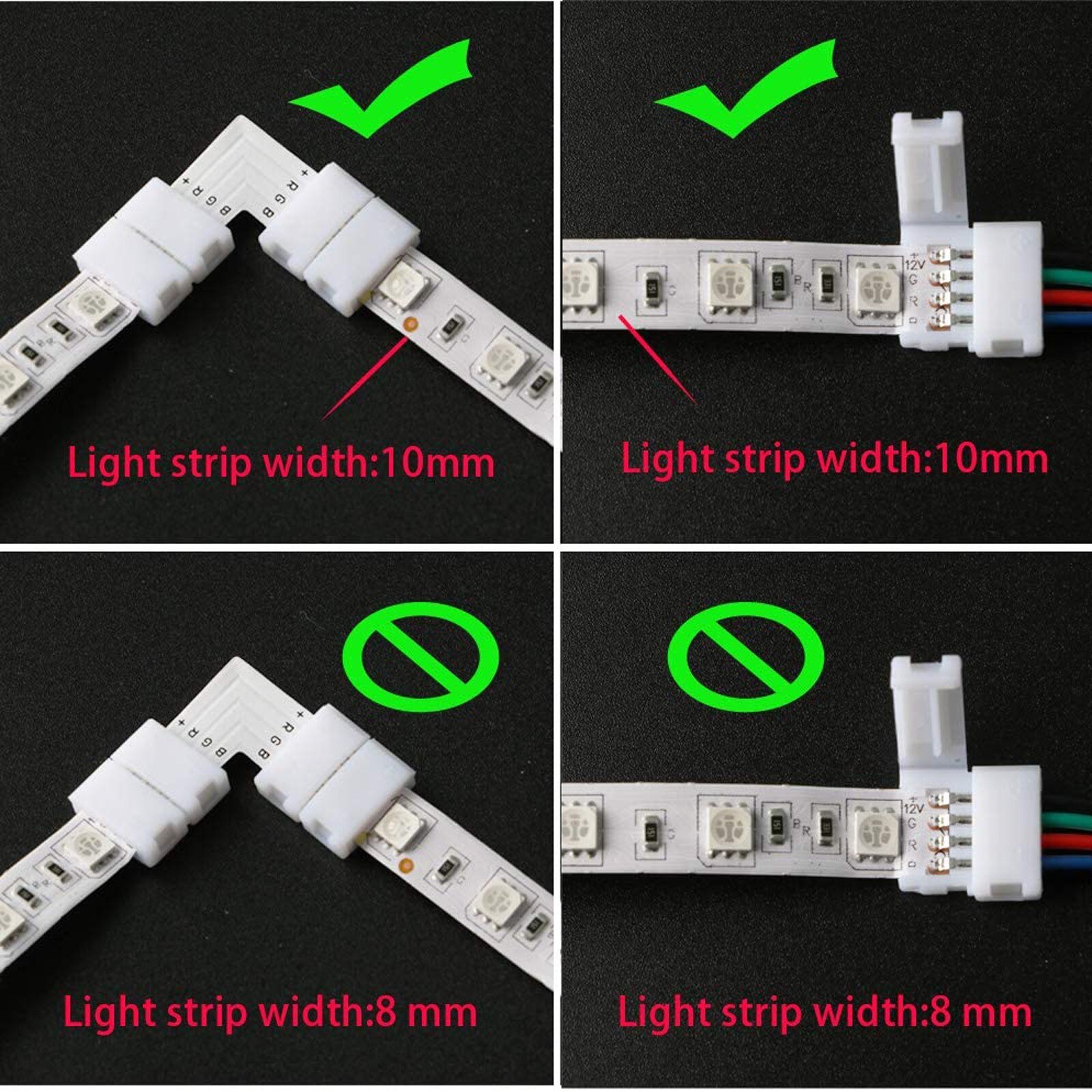 10Pc 4-Pin Led Strip Connector Kit Met T-Vormige L-Vormige Strip Jumpers Led Strip licht Draad Verbinding Terminal Splice # Yj