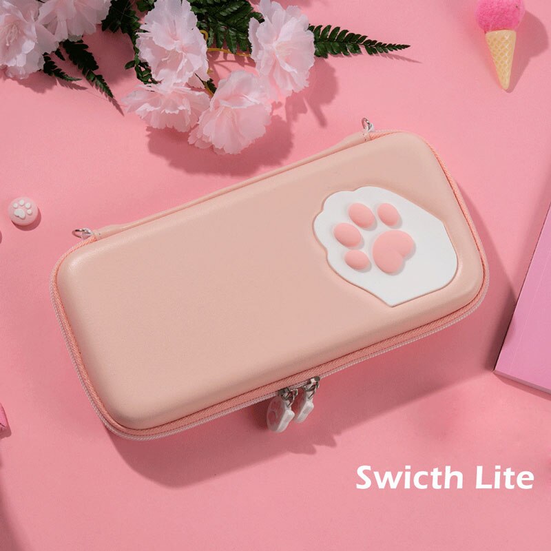 Nintend Switch Case Cat Claw CP Storage Bag NS Silicone Hard Shell Cover Box For Nintendo Switch Lite Game Console Accessories: Pink NS Lite Case