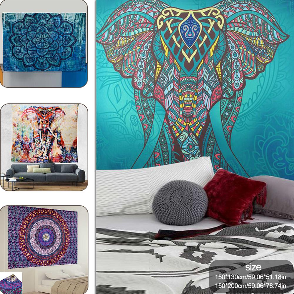 Vægophæng indretning mandala 150 x 200cm boheme elefant væghængende gobelin hjem værelse indretning psykedelisk gobelin