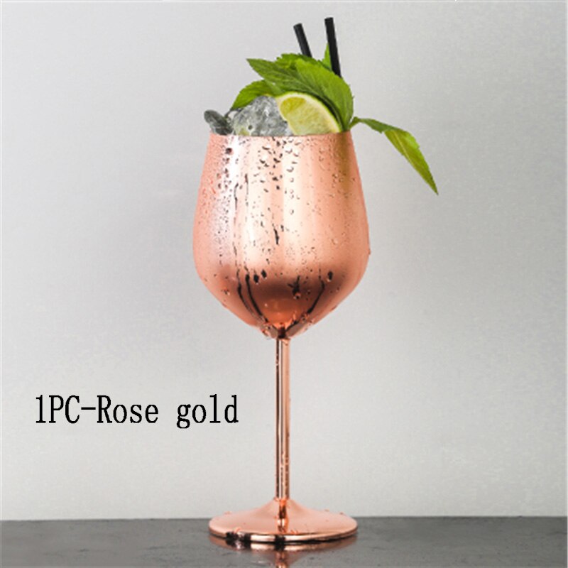 2 stk vinglass rustfritt stål 18/8 metall vinglass bar vinglass champagne cocktail drikkekopp sjarm festutstyr: 1pc- gull