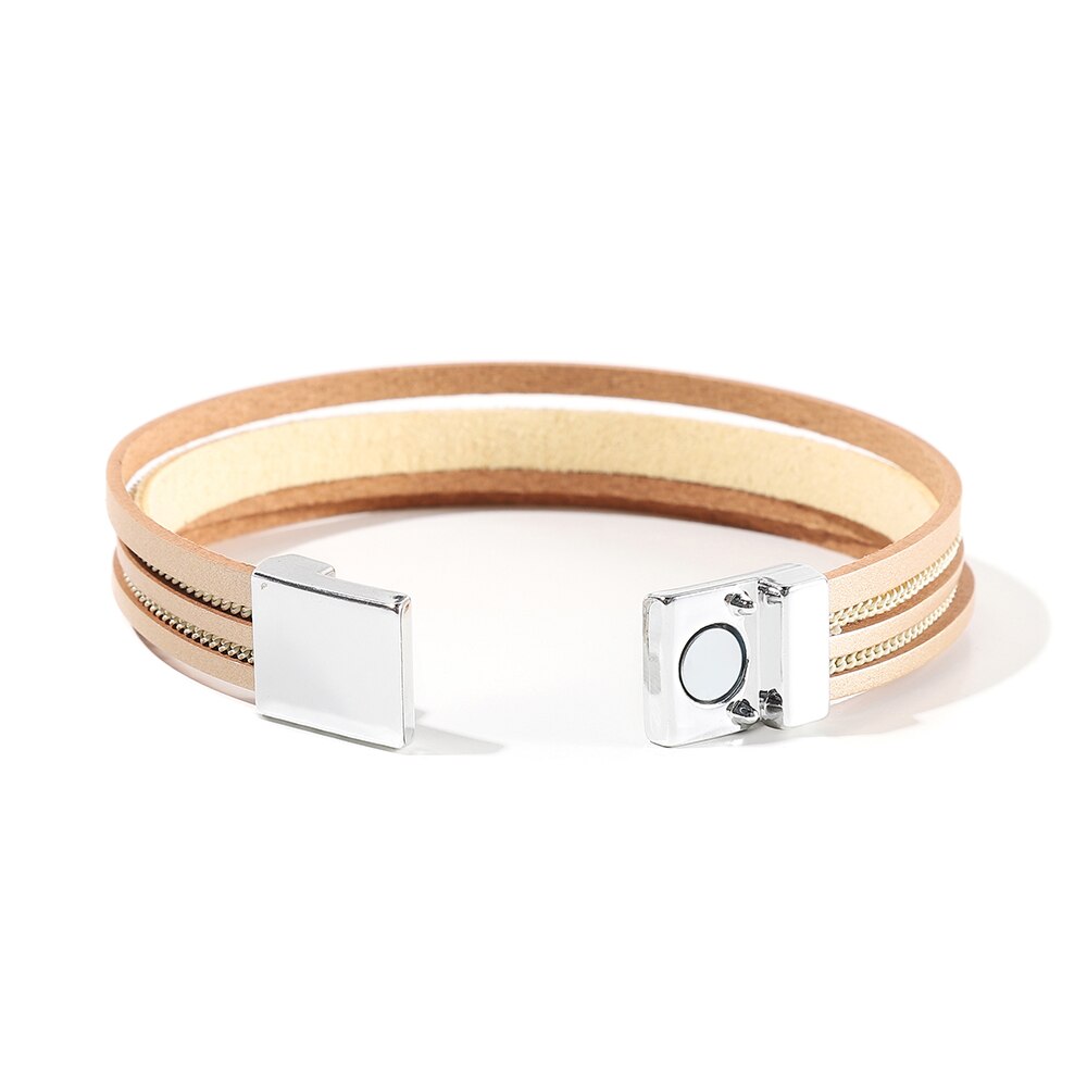 WYBU braccialetto avvolgente in pelle con ciondolo cachi casuale in fili multistrato bracciali in pelle per donna ragazza amica madre moglie