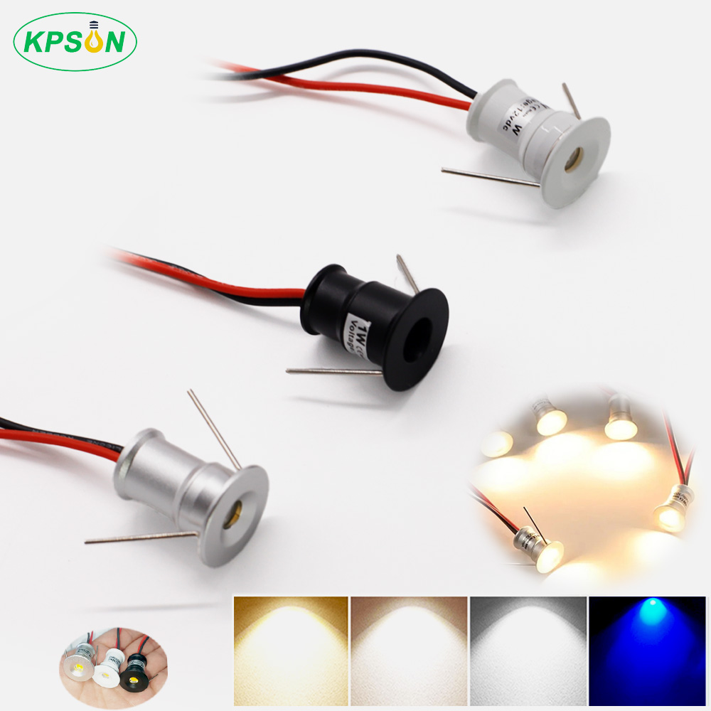 LED Spot Light 1W 12V Mini Spotlight Dimbaar Verzonken Plafond Downlight IP65 Zwart Zilver Wit Trapkast Spot verlichting