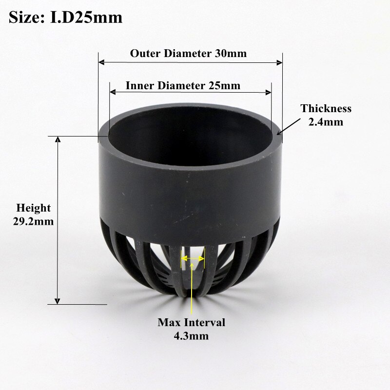 2-5Pcs I.D20-110mm PVC Vent Cap Filter Isolation Screen Water Tank Permeable Joint Aquarium Seafood Pool Overflow Pipe Fittings: I.D 25mm / 2Pcs